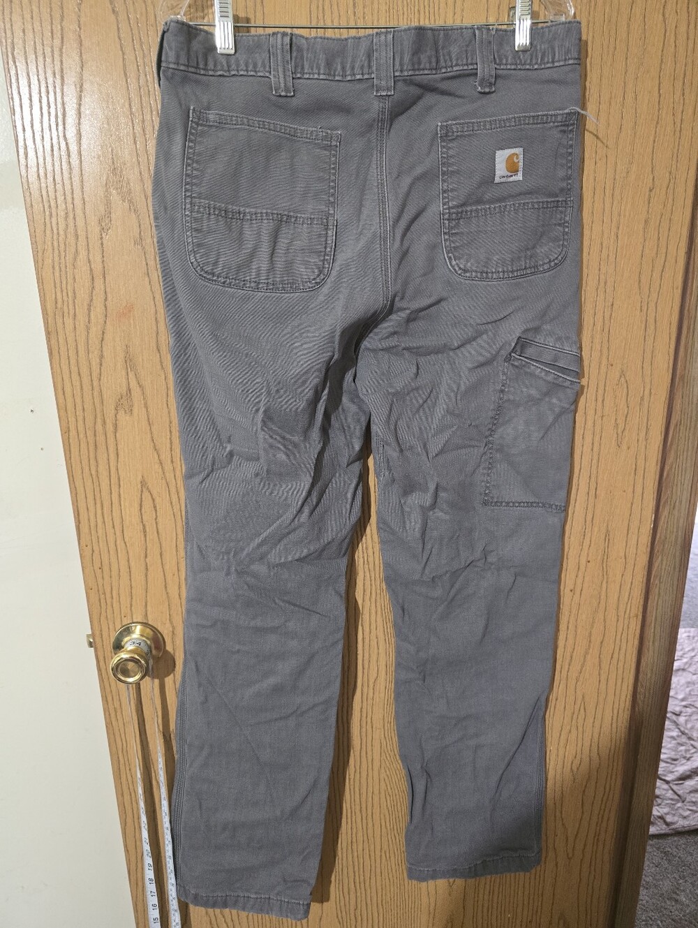 Carhartt Gray Utility Work Pants with Back Patch Pockets - Picture 3 of 4